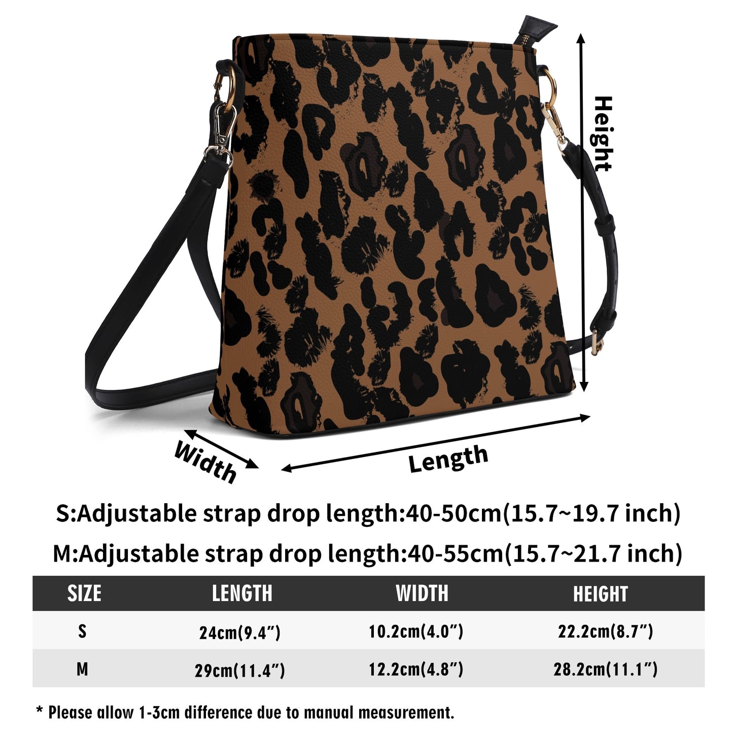 Cheetah Womens PU Bucket Bag Shoulder Bag