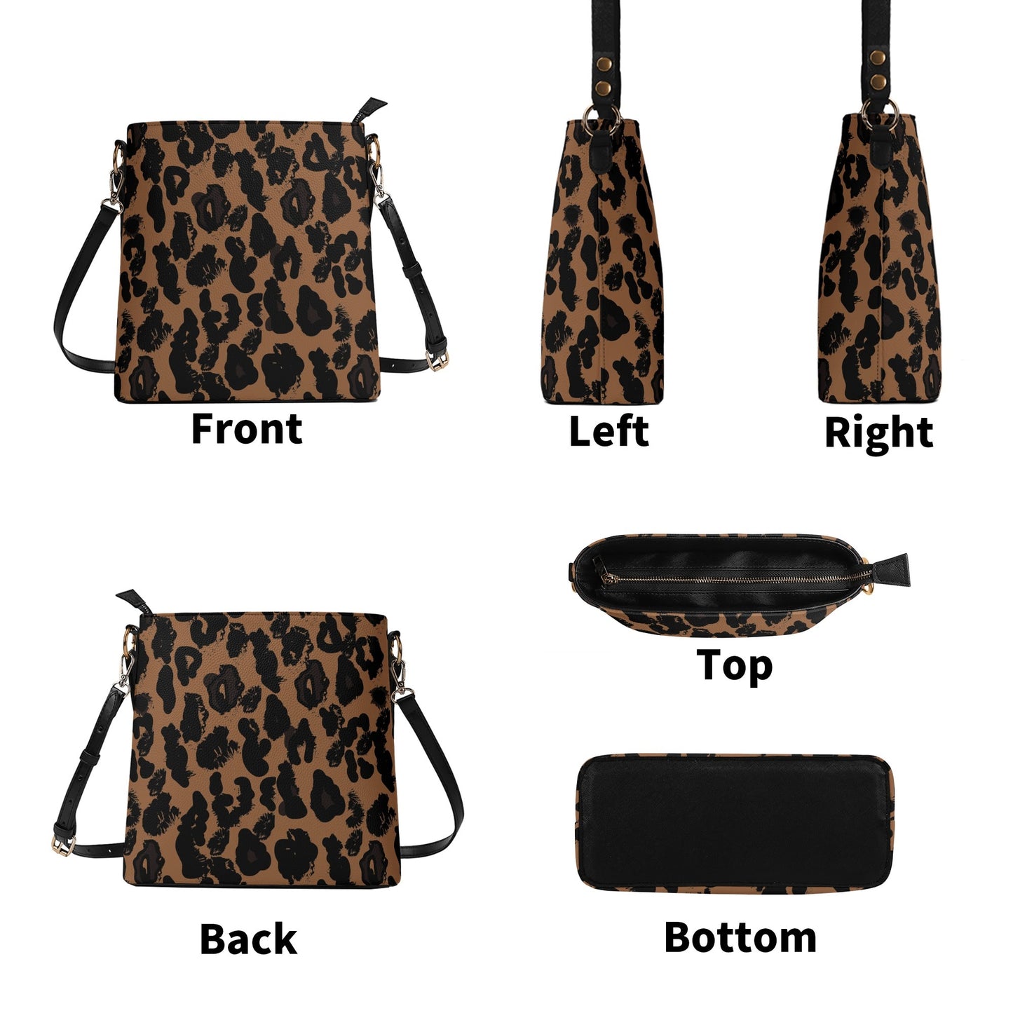 Cheetah Womens PU Bucket Bag Shoulder Bag
