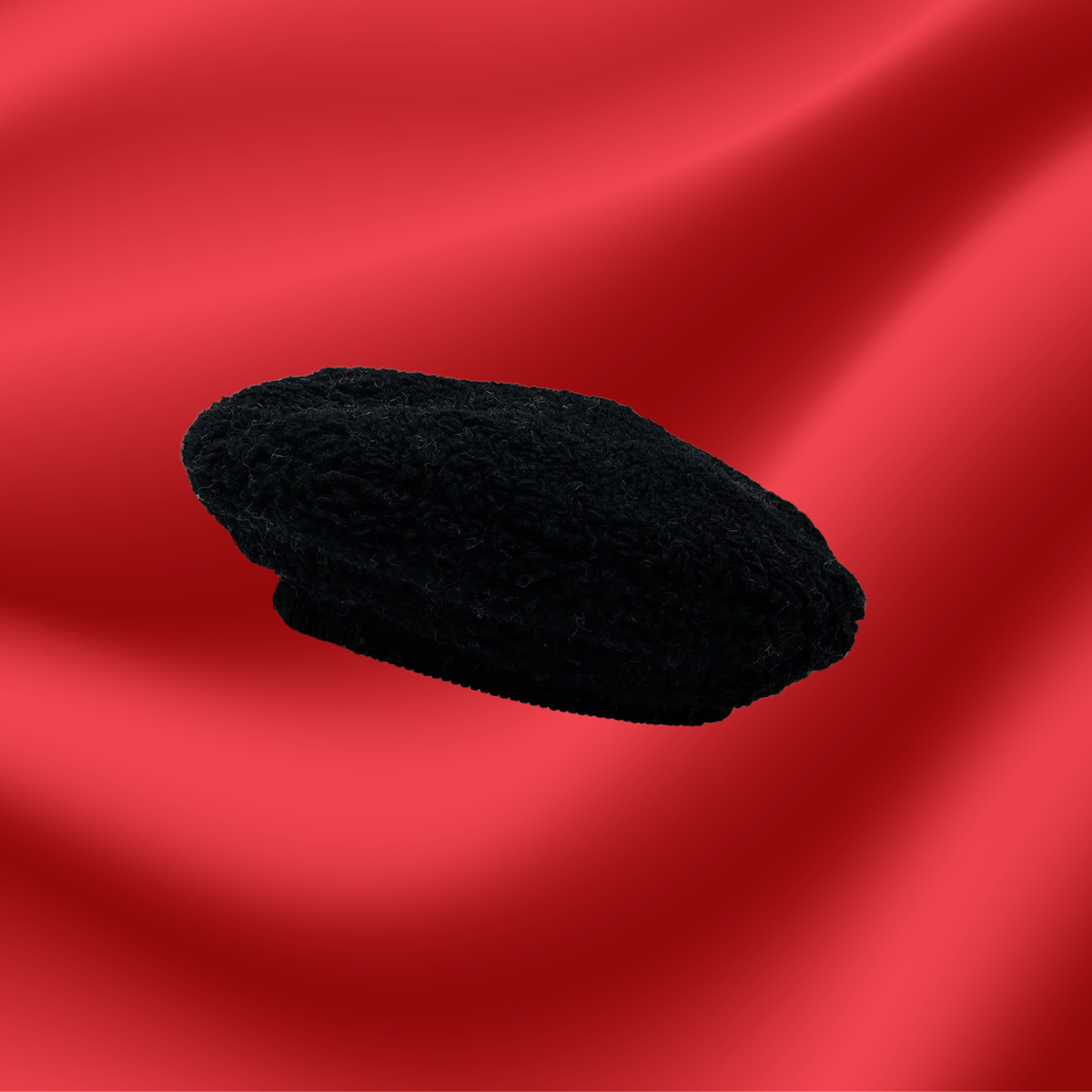 Stylish Black Sherpa Beret Hat