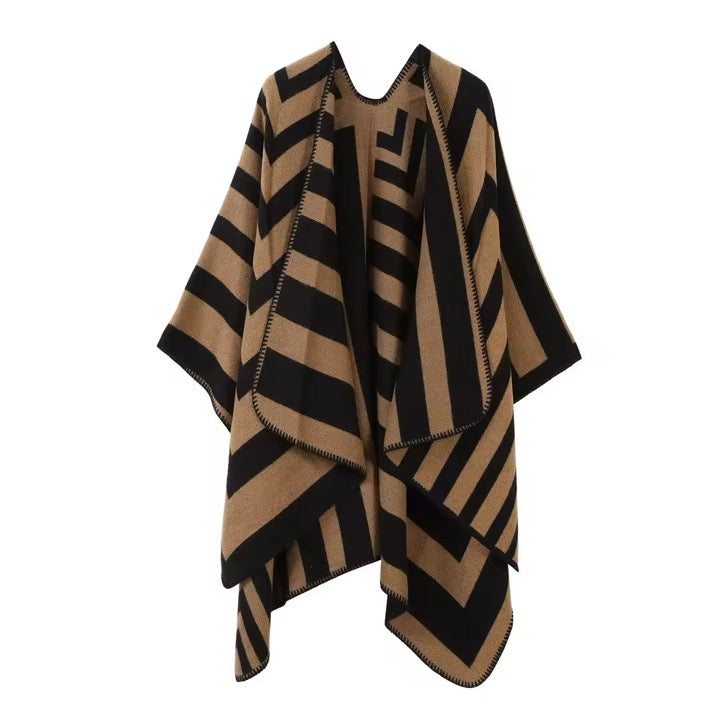 Style Shawl - Luxury Stripe Brown and Black