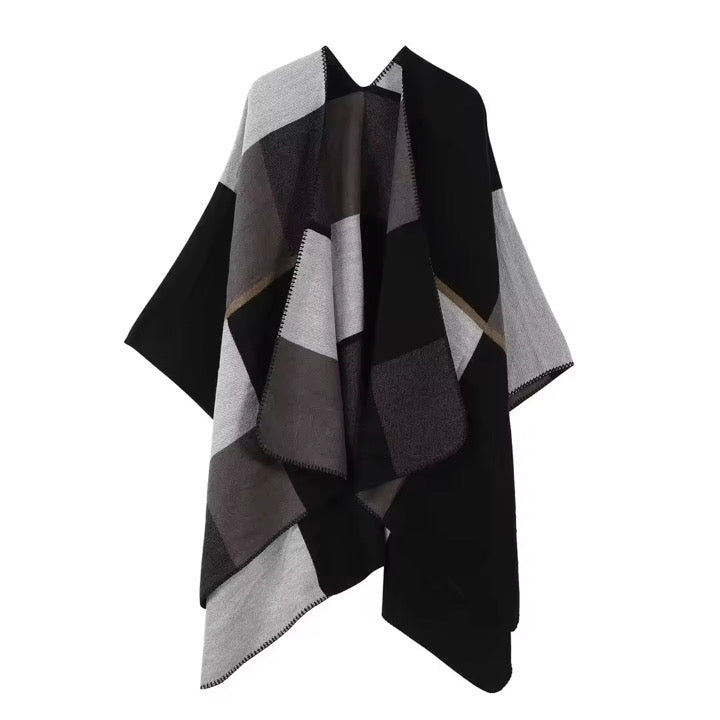 Style Shawl - Grey Black Tan Hues