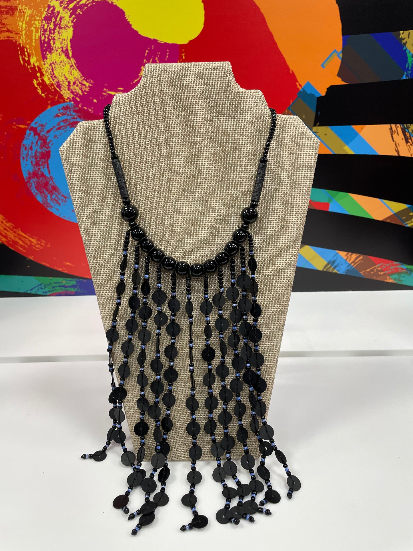 Made in Ghana Statement Beaded Fringe Necklace