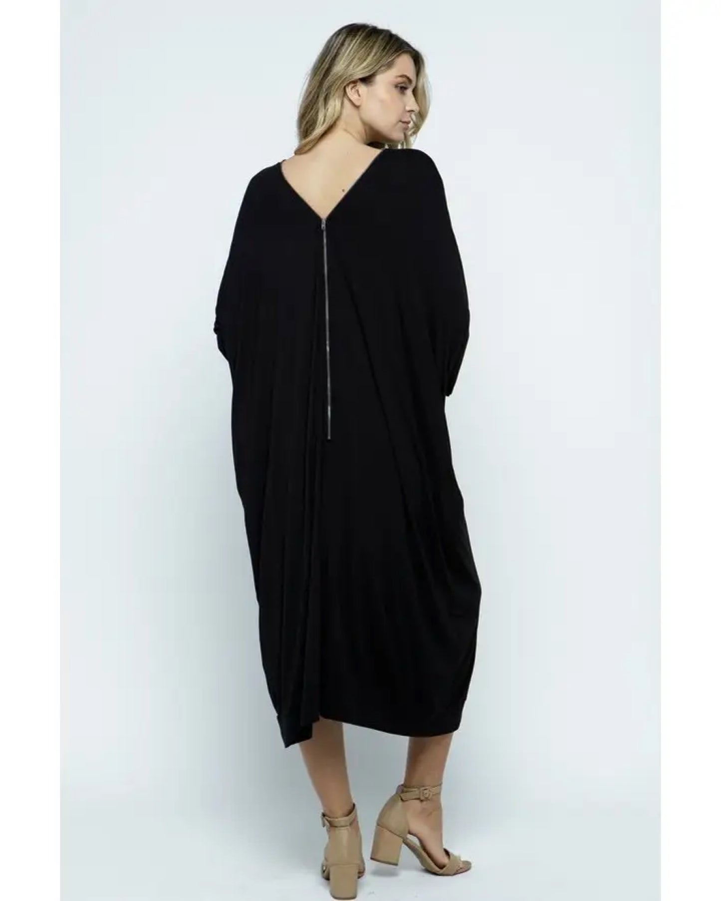 Black Dolman Double Zip Dress