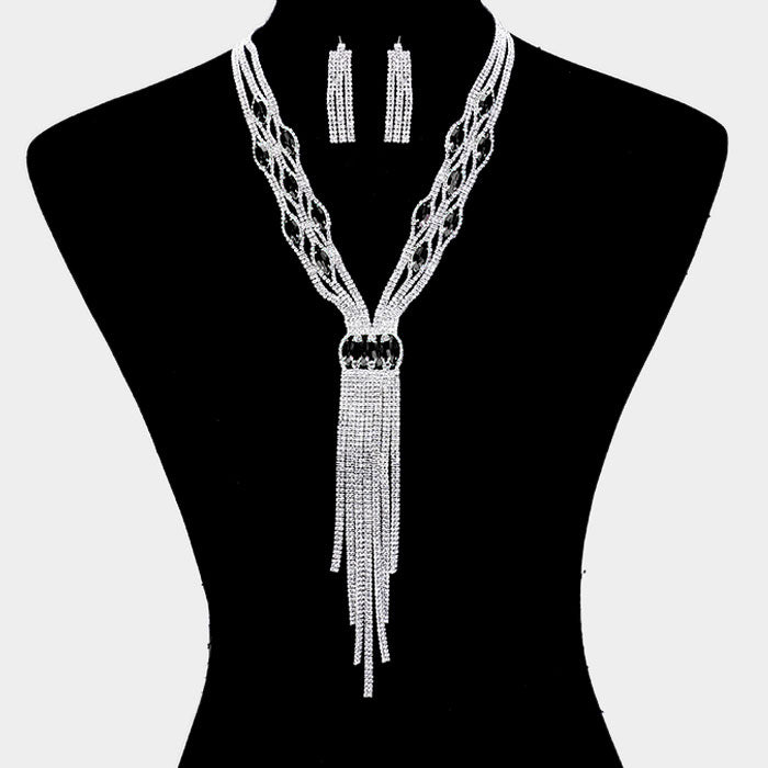 Elegant Sparking Necklace and Earring Jewelry Set