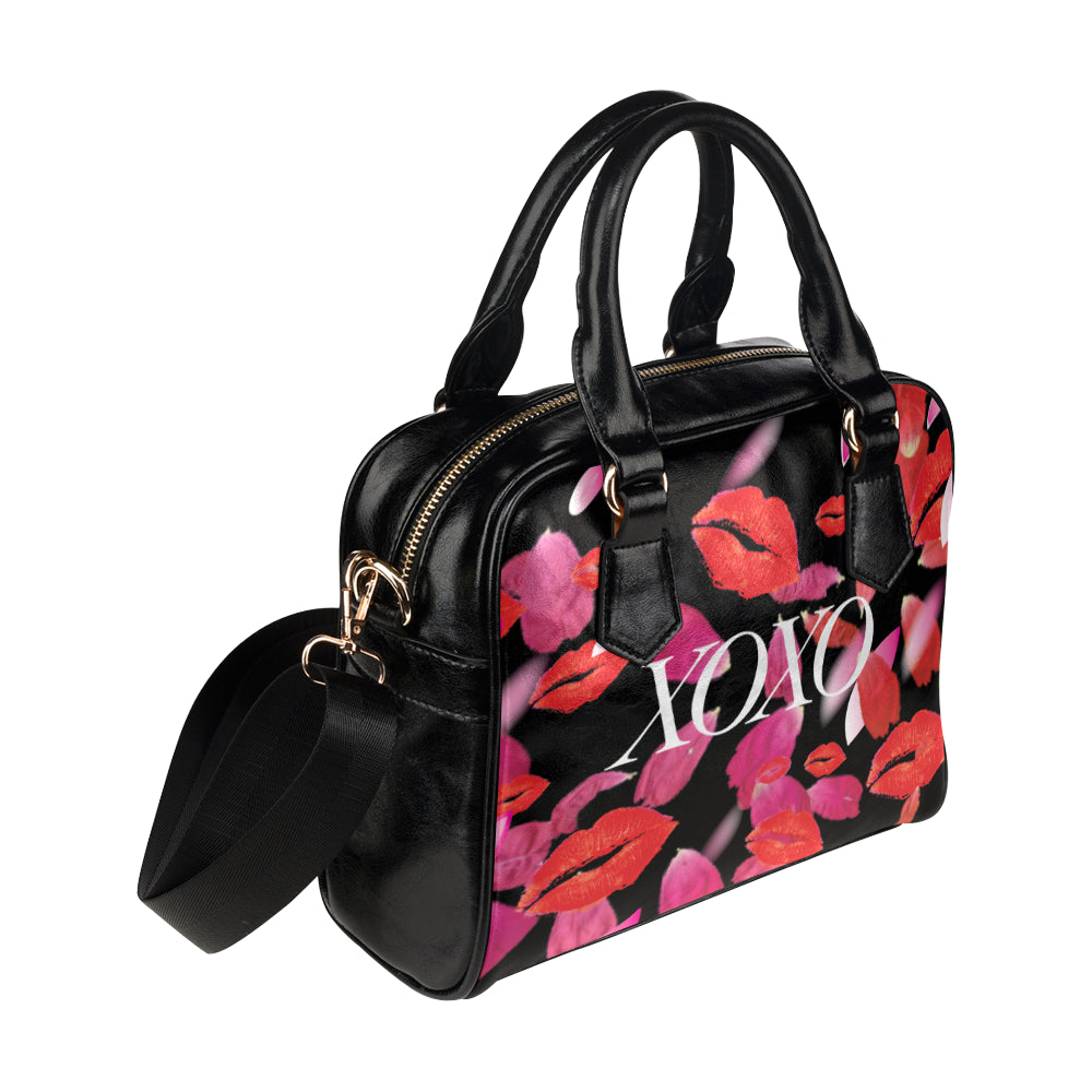 Custom Order XOXO Kisses and Petals Black MINI BAG by AMMA JO