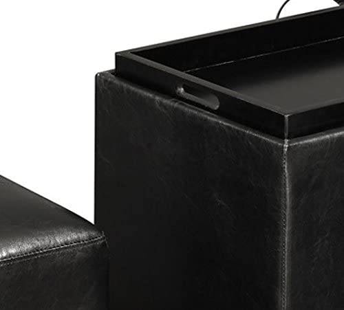 Convenience Concepts Designs4Comfort Sheridan Storage Bench w / 2 Side Ottomans, Black