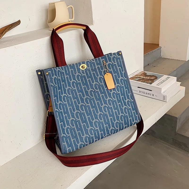 Blue Canvas Carryall Tote