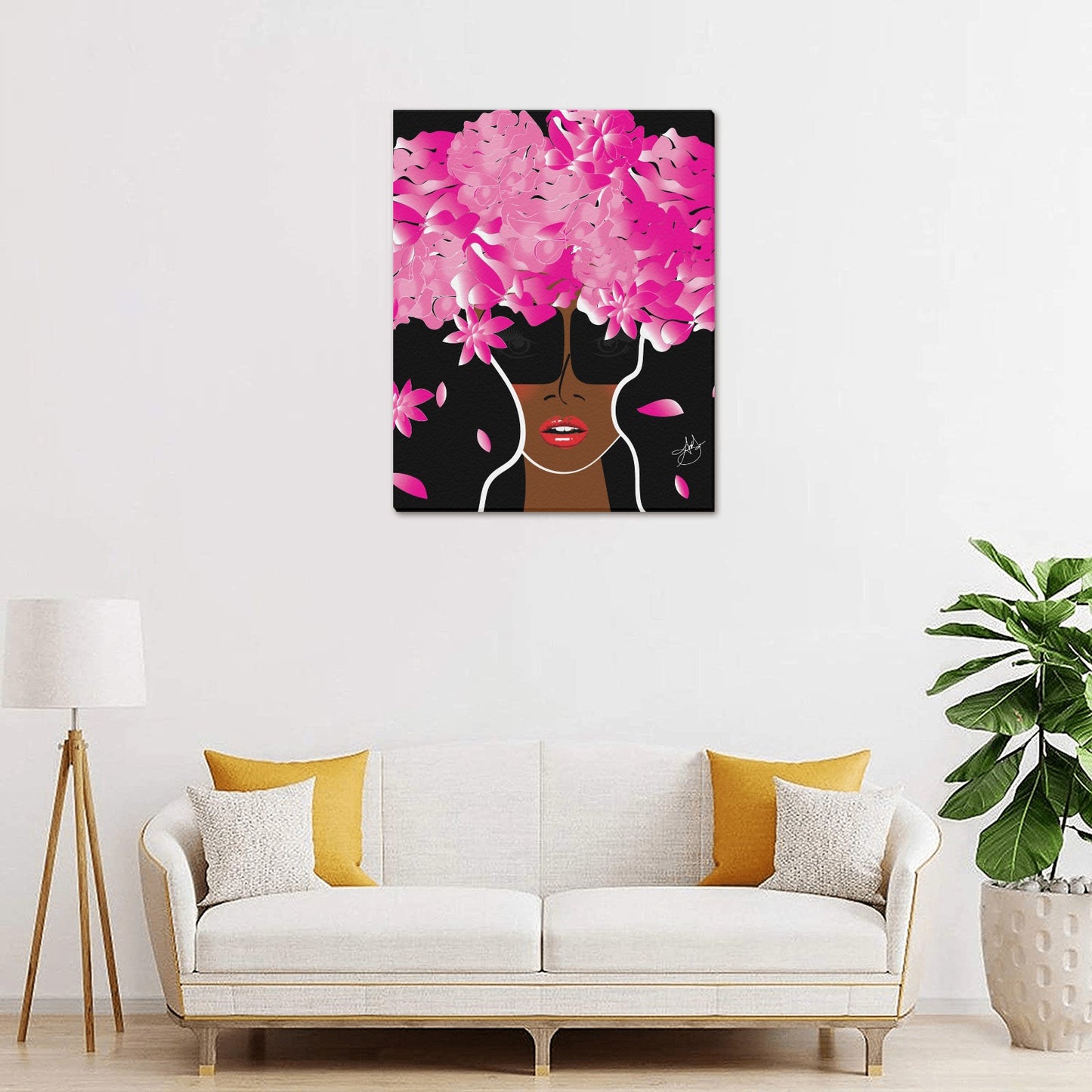 AMMA JO Cocoa Peony Office Frame Canvas Print 16"x20"
