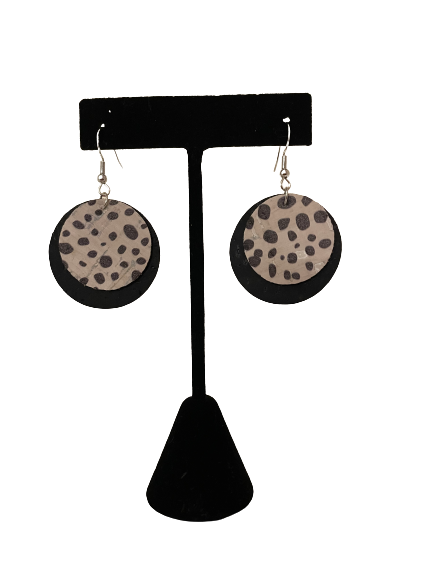 Dalmatian Round Leatherette Earrings