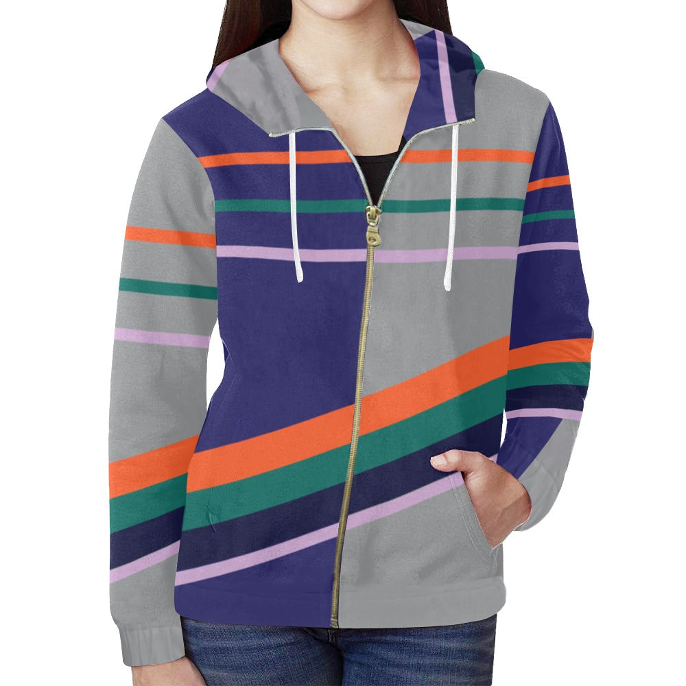 AMMA JO Sport GREY STRIPE HOODIE