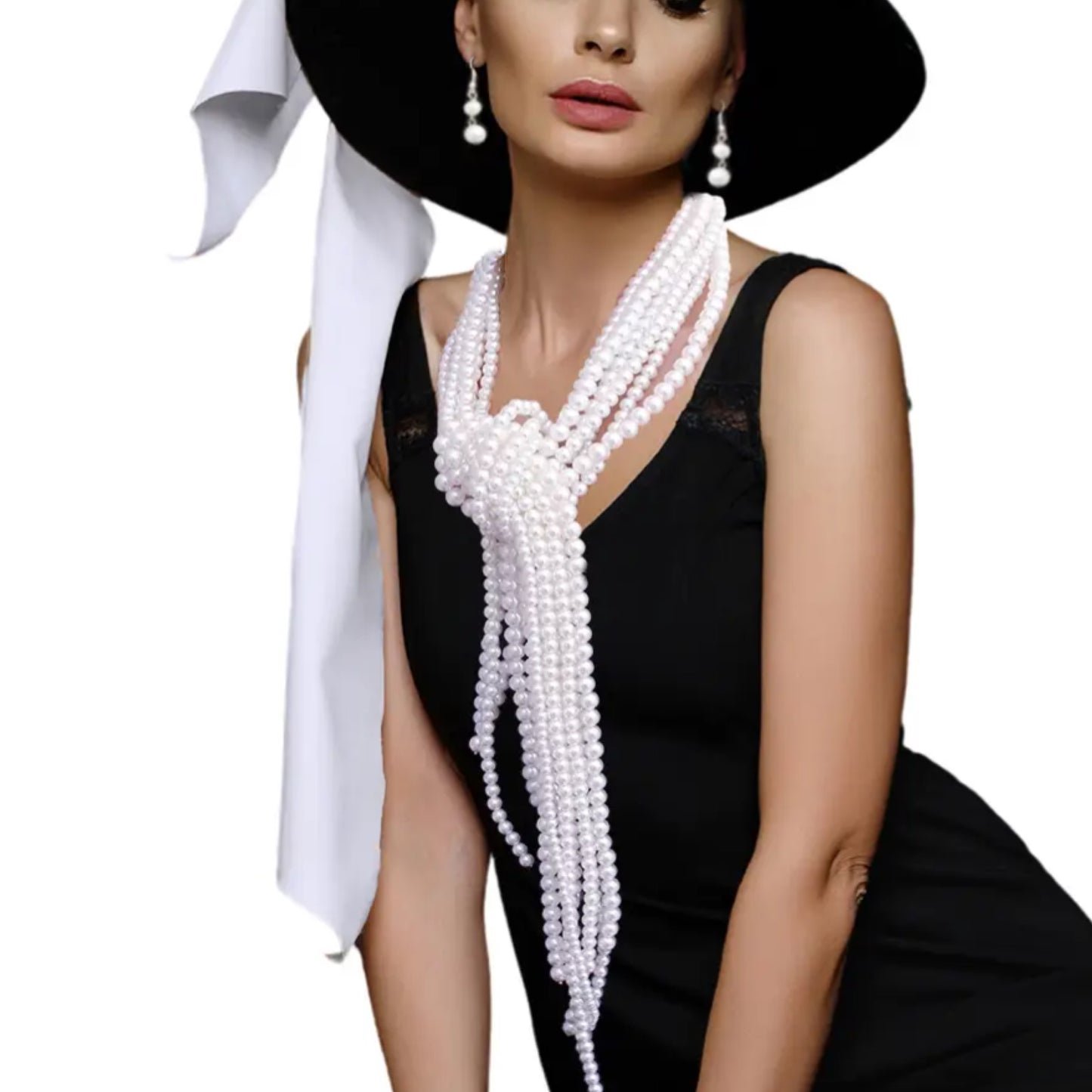 Statement Pearl Scarf Necklace