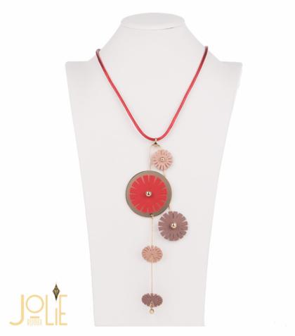 AMMA JO BELLISSIMO- Made in Italy - Faux Leather Pendant Necklace Yellow Gold