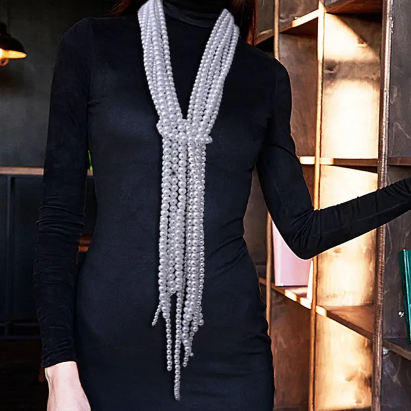 Statement Pearl Scarf Necklace