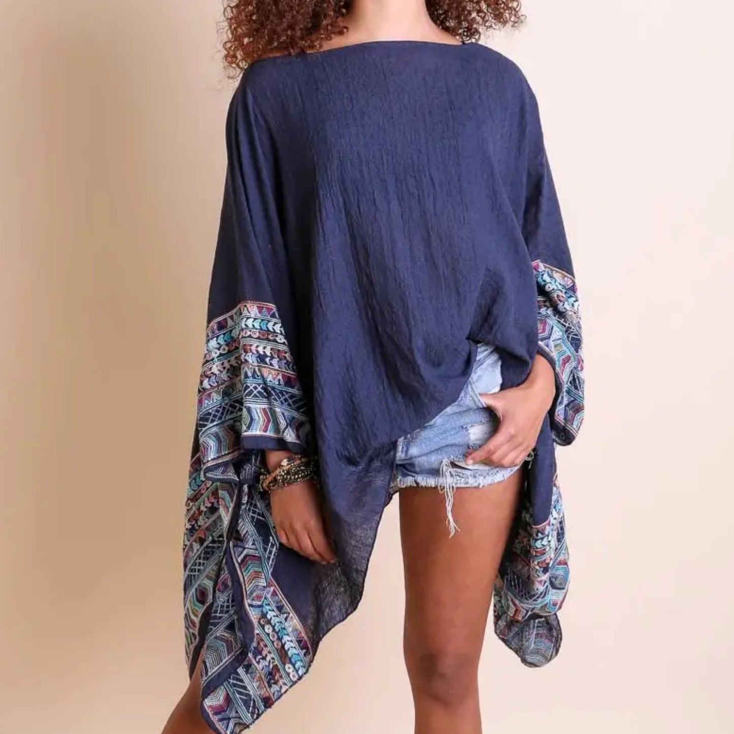 Navy Kimono Top