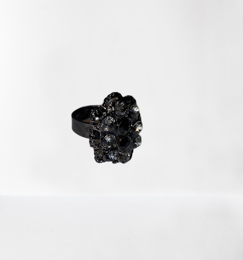 Dark Grey Oval Fall Cocktail Ring