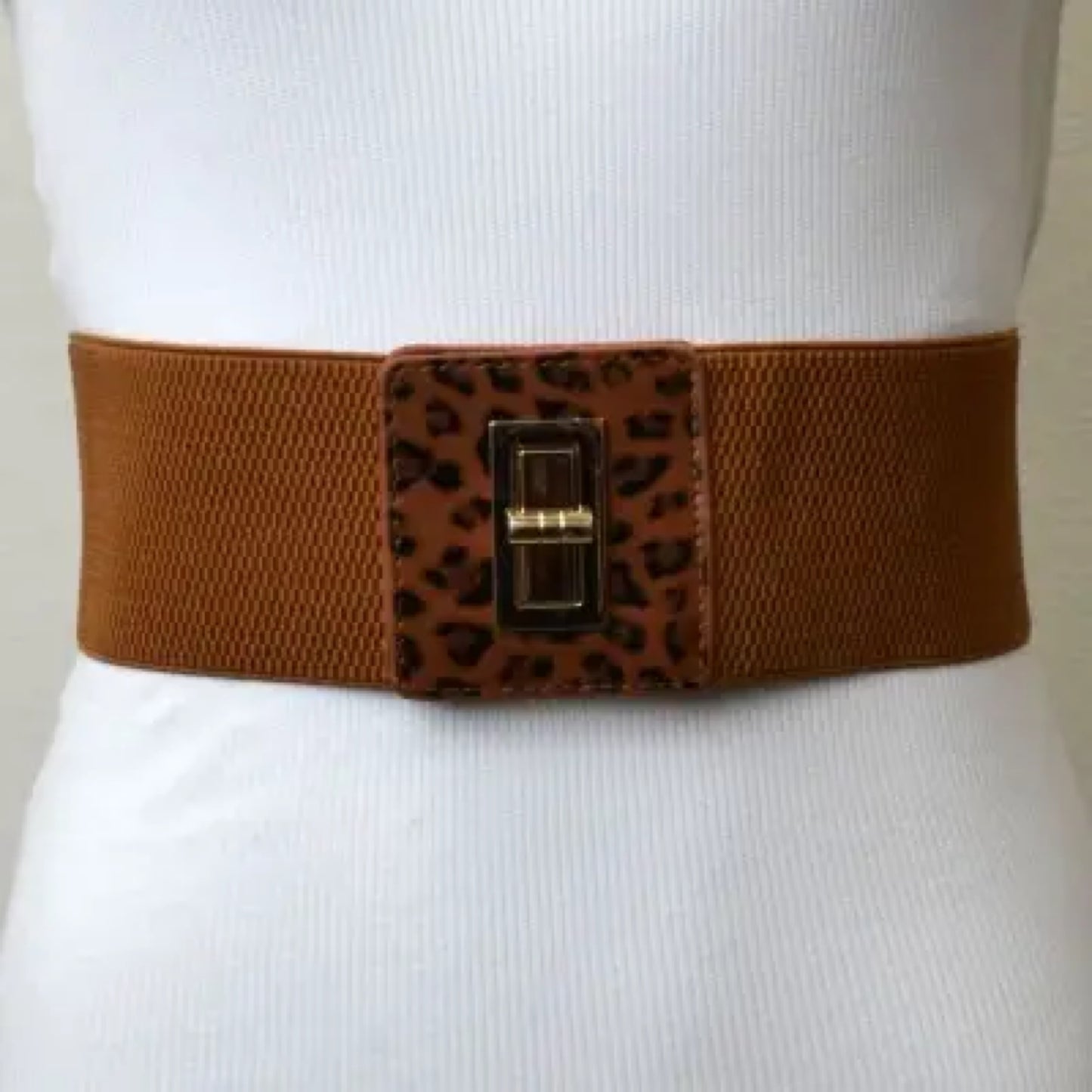 Misses Size Brown Cheetah Leopard Stretch Belt