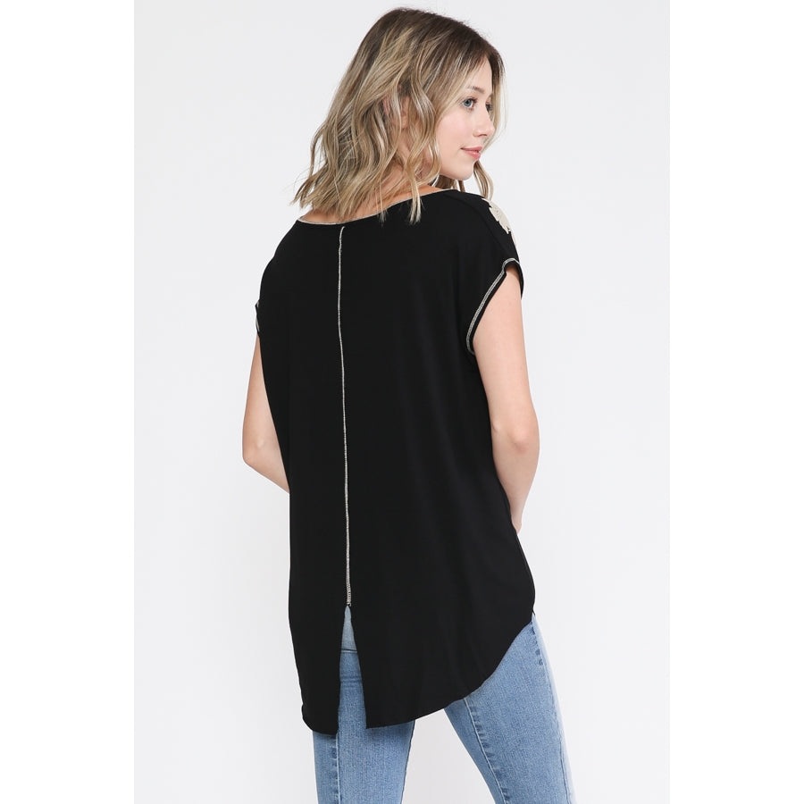 Floral Shirt Top with Subtle Sparkle