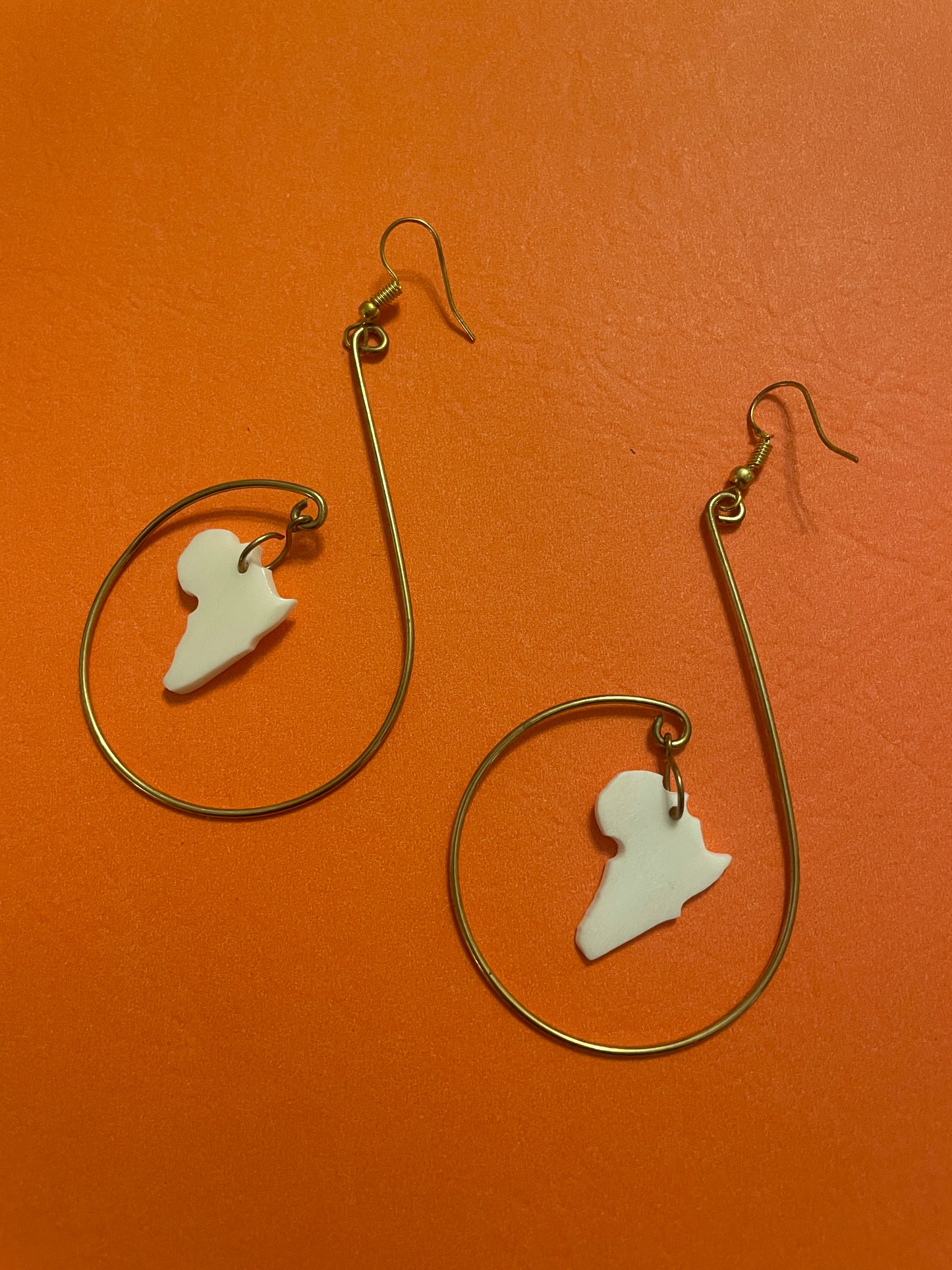 Made in Kenya - Cream and Brass Africa Hooped Earrings