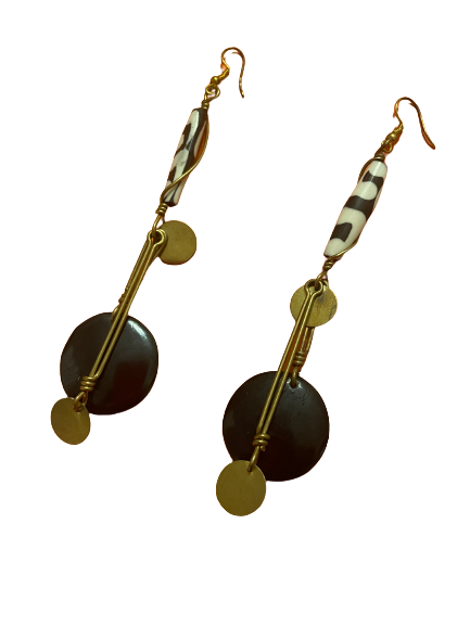 Made in Kenya - Cream and Brown Chandelier Earrings