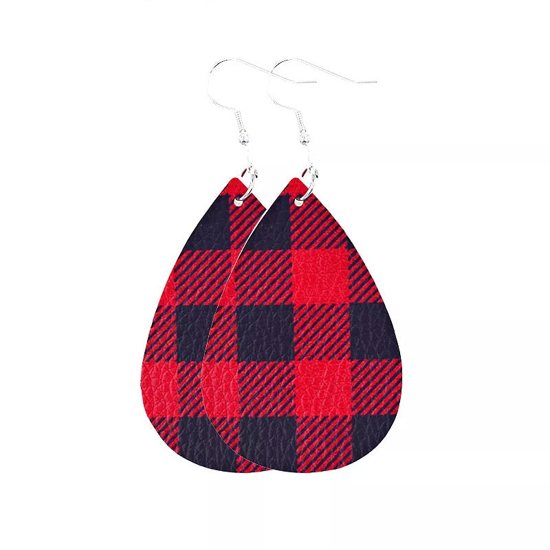 Buffalo Plaid Teardrop Earrings