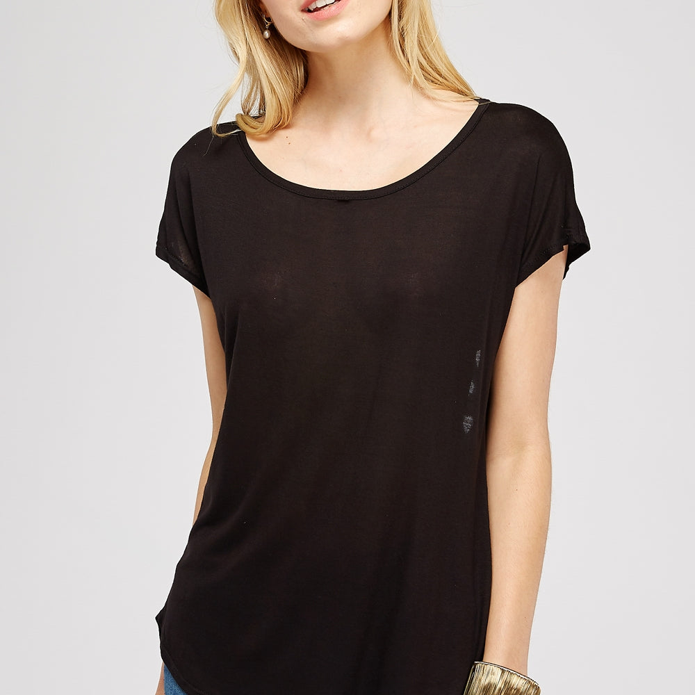 Black Top with Cut Out Heart Embellishment