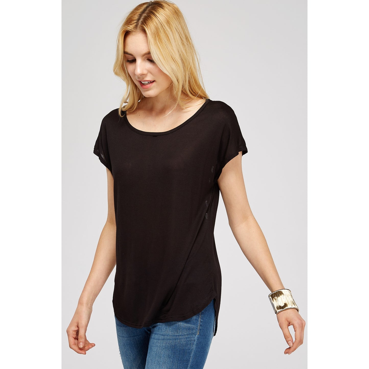 Black Top with Cut Out Heart Embellishment