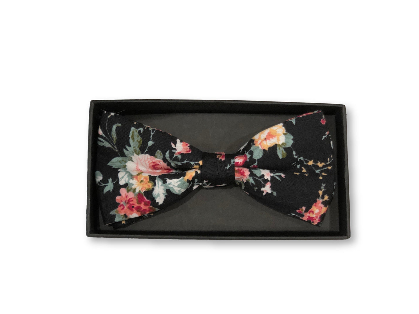 Black Floral Bowtie