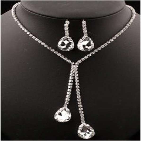 AJS Fancy Girl Rhinestone Drop Jewelry Set