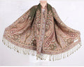 Olive Green Paisley Multicolored Pashmina Scarf