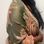 Olive Green Paisley Multicolored Pashmina Scarf