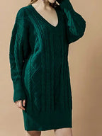 Hunter Green Cable Knit Midi Dress