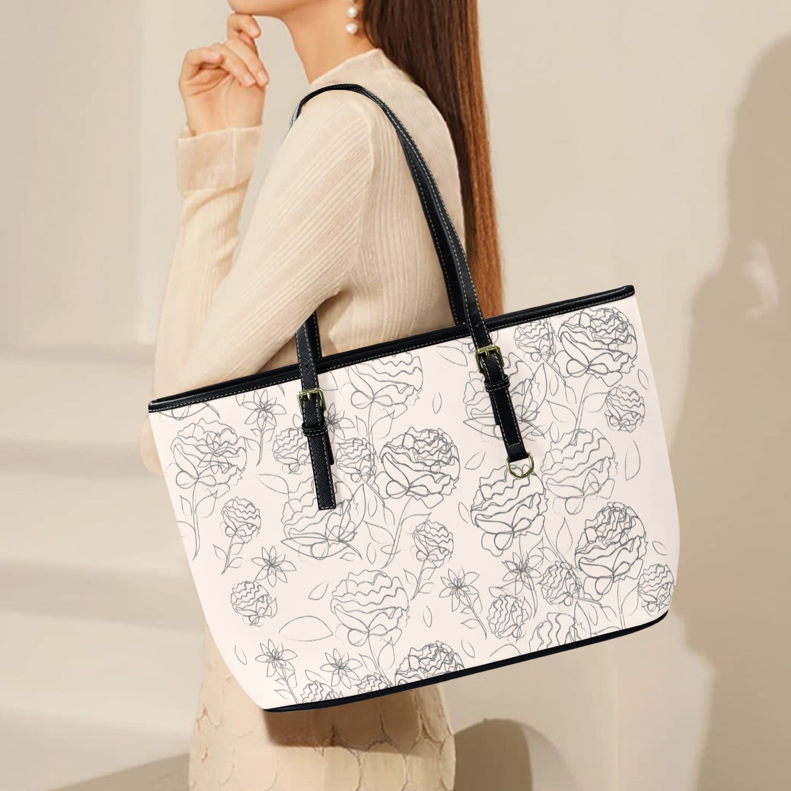 AMMA JO Artwork Series Winter White Stencil Tote