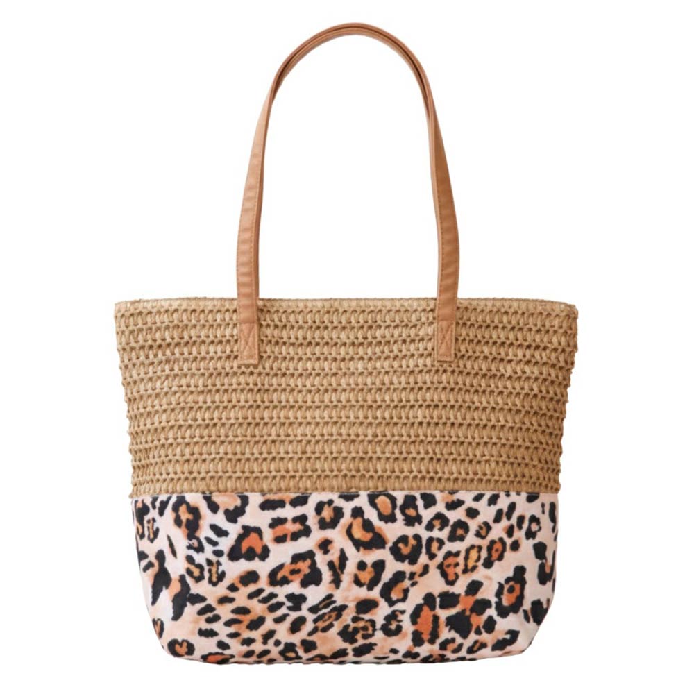 Woven Leopard Beach Bag