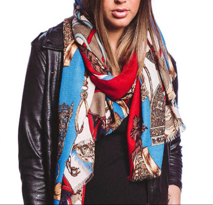 Designer Print Spring Scarf with Nautical Theme