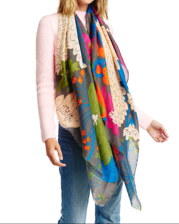 Spring Tropical Flowers Scarf