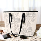 (Custom Order) AMMA JO Artwork Series Winter White Stencil Tote