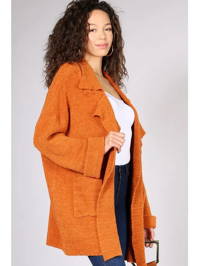 Rust Orange Oversized Cardigan Overcoat