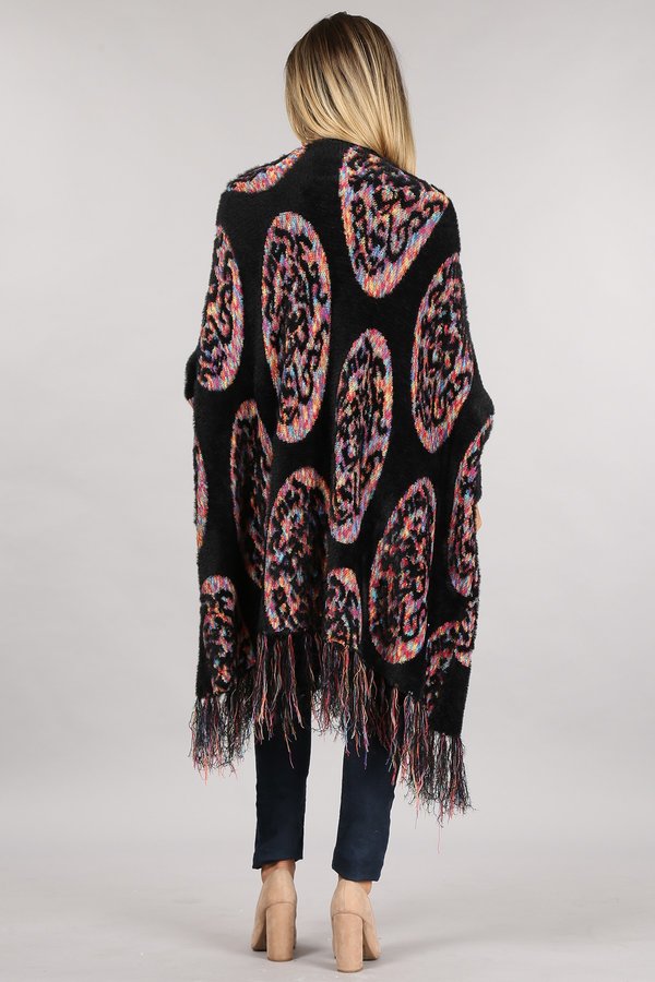 Paisley Multicolor and Black Draped Cardigan
