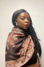 Charcoal Red Multicolored Pashmina Scarf