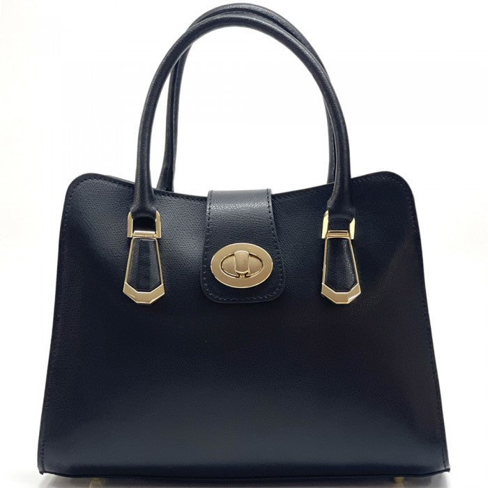 AMMA JO Carlina Italian Leather Shoulder Bag (Black)