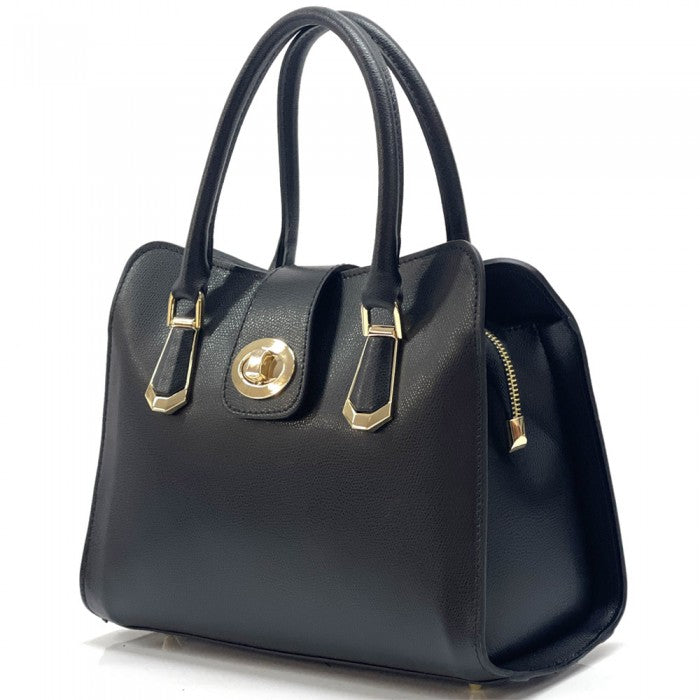 AMMA JO Carlina Italian Leather Shoulder Bag (Black)