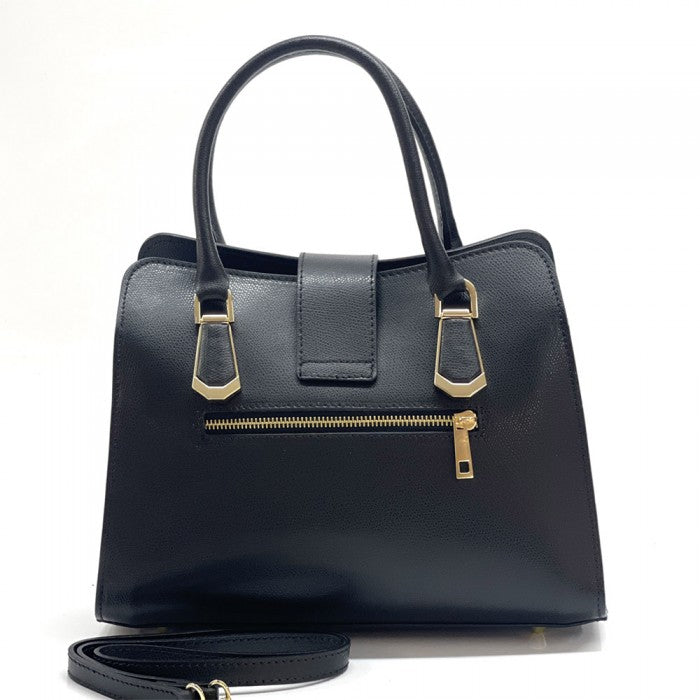 AMMA JO Carlina Italian Leather Shoulder Bag (Black)