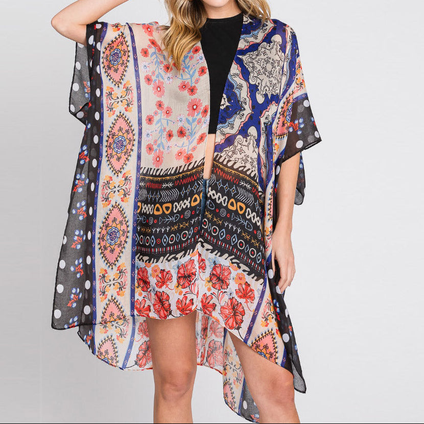 Spring Kimono - Black and Multicolor