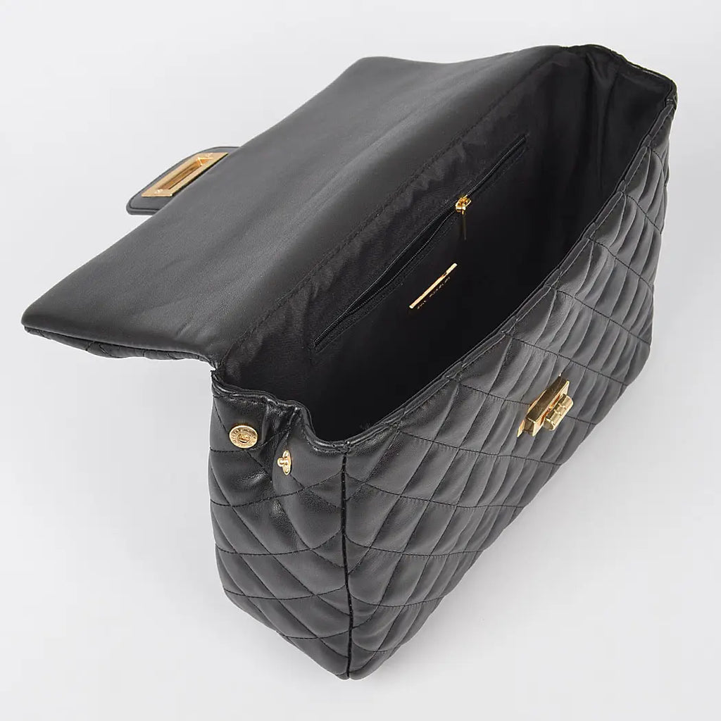 Quilted Faux Leather Chic Mini Bag Backpack (Black)