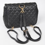 Quilted Faux Leather Chic Mini Bag Backpack (Black)