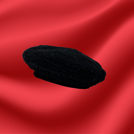 Stylish Black Sherpa Beret Hat