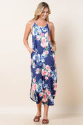 Floral Maxi Dress with Pockets - Blue