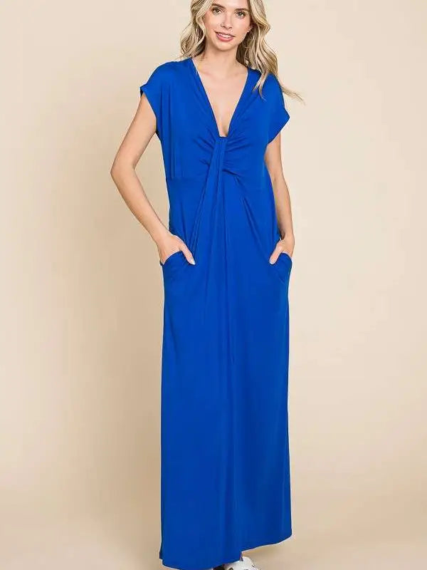 Blue Maxi Dress with Pockets