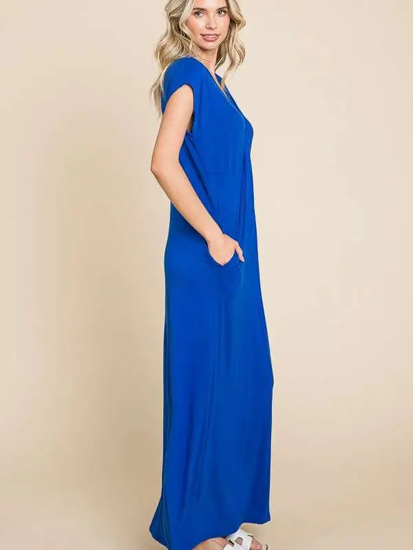 Blue Maxi Dress with Pockets