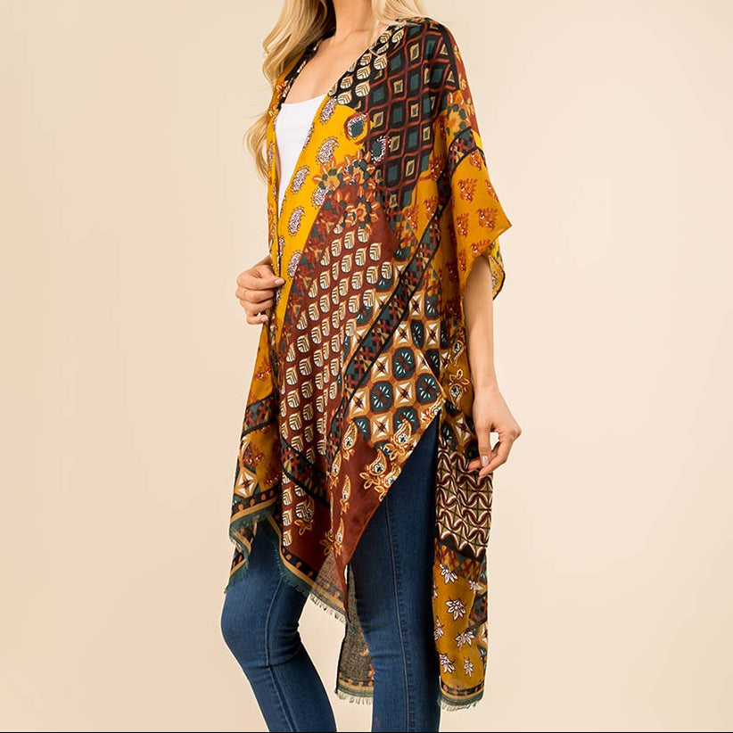 Spring Kimono - Brown and Tan Multicolor